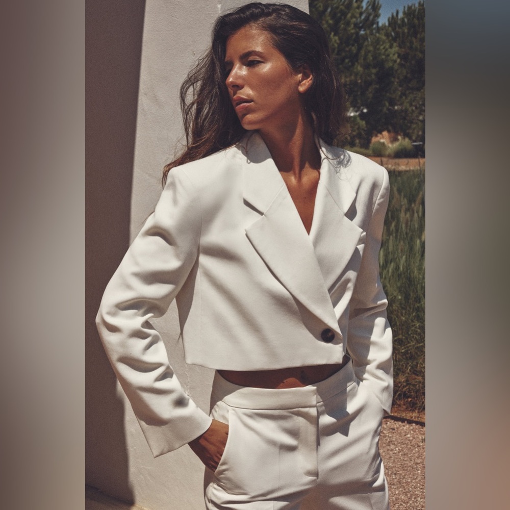 Zara blazer cropped double breasted oyster white - Picture 4 of 10